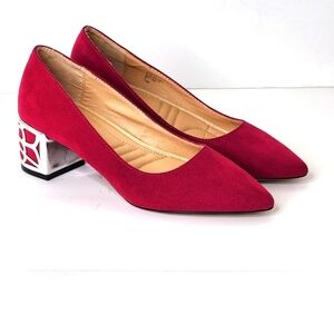 Adrienne Vittadini Flori Suede Pointed Toe Metallic Heel Pumps Size 7.5